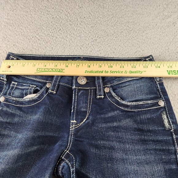 SILVER Jeans Womens Size 26 Aiko Capri Blue Wash Thick Stitch Low Rise Denim - Picture 3 of 11